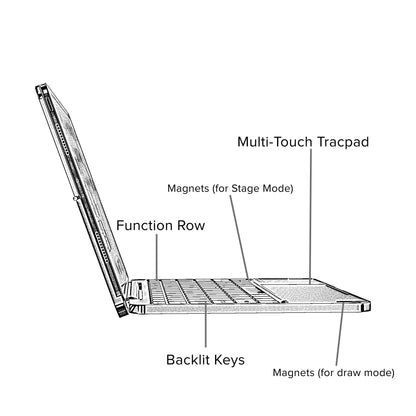 Aluminum iPad keyboard with adjustable angles and touchpad