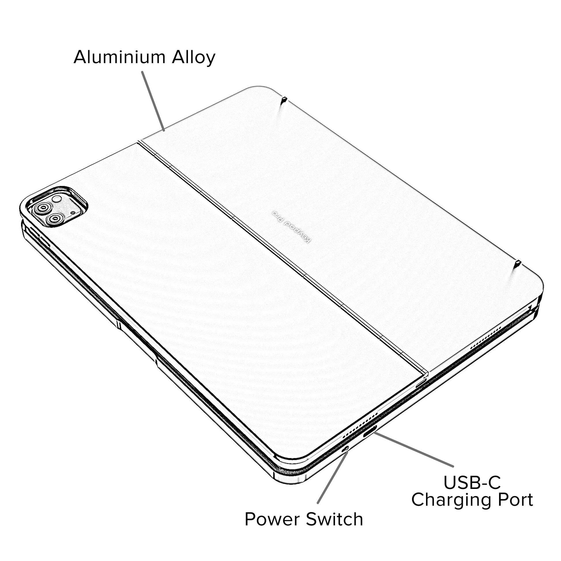 Sleek iPad keyboard with backlit keys, trackpad, and full protection