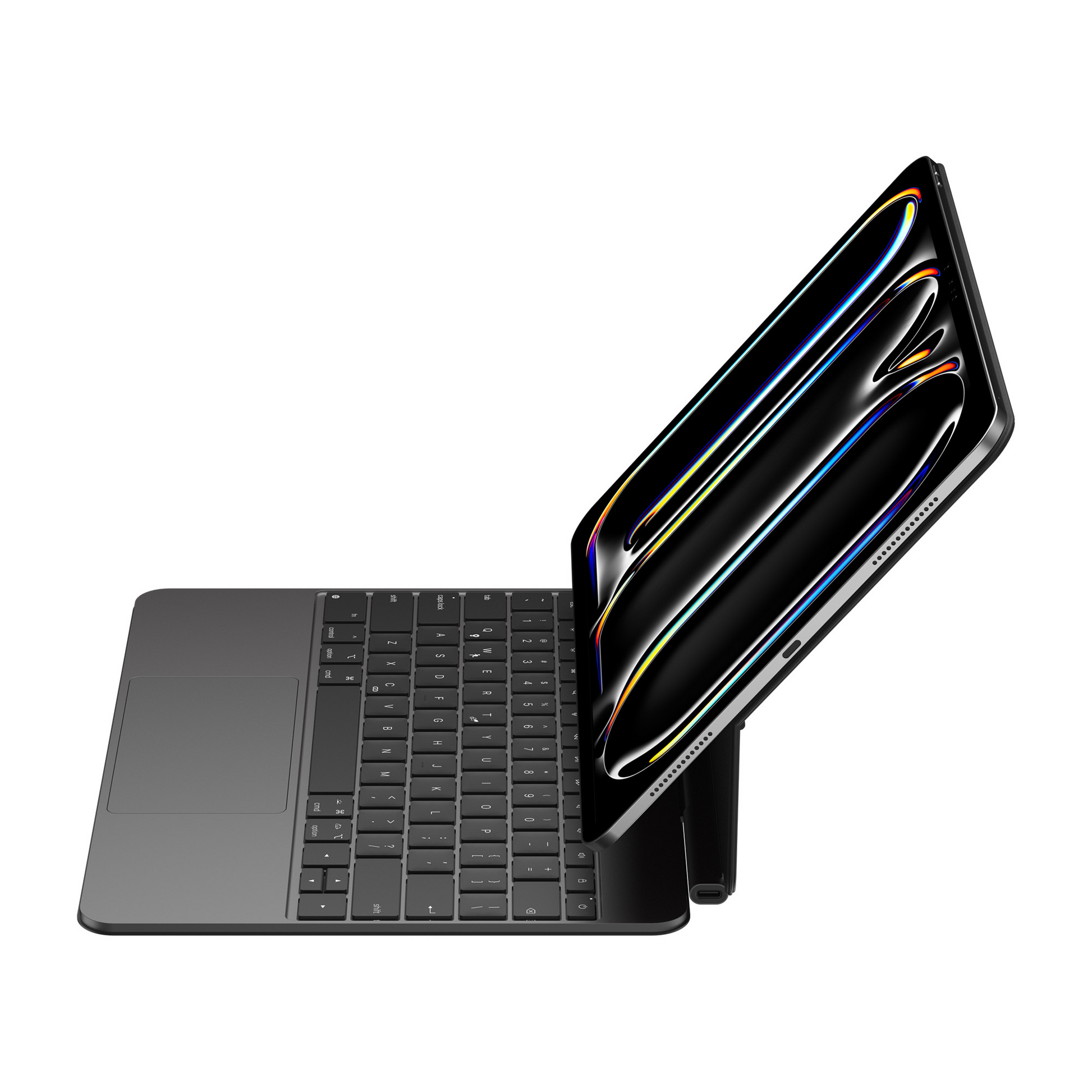 Ergonomic view of an iPad Magnetic Keyboard, highlighting the comfortable typing experience it offers for iPad users