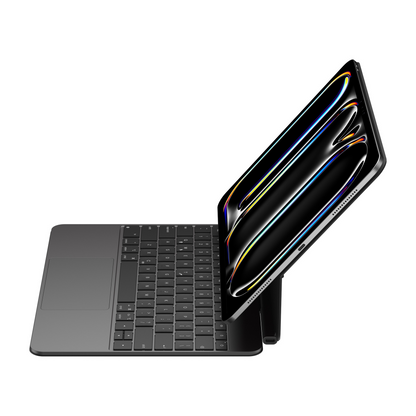 Ergonomic view of an iPad Magnetic Keyboard, highlighting the comfortable typing experience it offers for iPad users